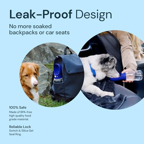 MalsiPree Dog Water Bottle Portable – Leak Proof and Lightweight Water Bottle for Dogs – Dog Travel Water Bottle with Bowl – Dog Walking Accessories (19OZ, Navy Blue) MalsiPree Dog Water Bottle Portable – Leak Proof and Lightweight Water Bottle for Dogs – Dog Travel Water Bottle with Bowl – Dog Walking Accessories (19OZ, Navy Blue)