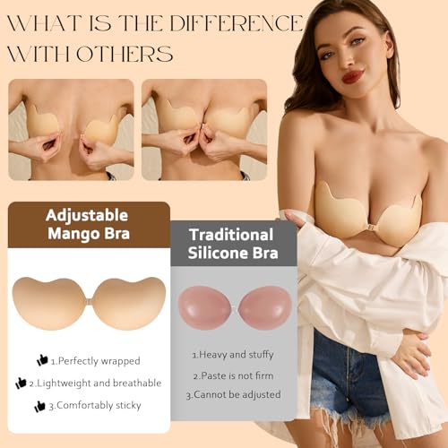 EIDOS Strapless Backless Sticky Push Up Bra - Invisible Adhesive Bra for Women with Nipple Covers 20252