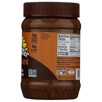 SunButter Chocolate Sunflower Seed Butter, 16 oz Nut-Free Spread with 7g Plant-Based Protein, Roasted Rich & Savory Flavor, Smooth Texture | Vegan, Kosher & Non-GMO