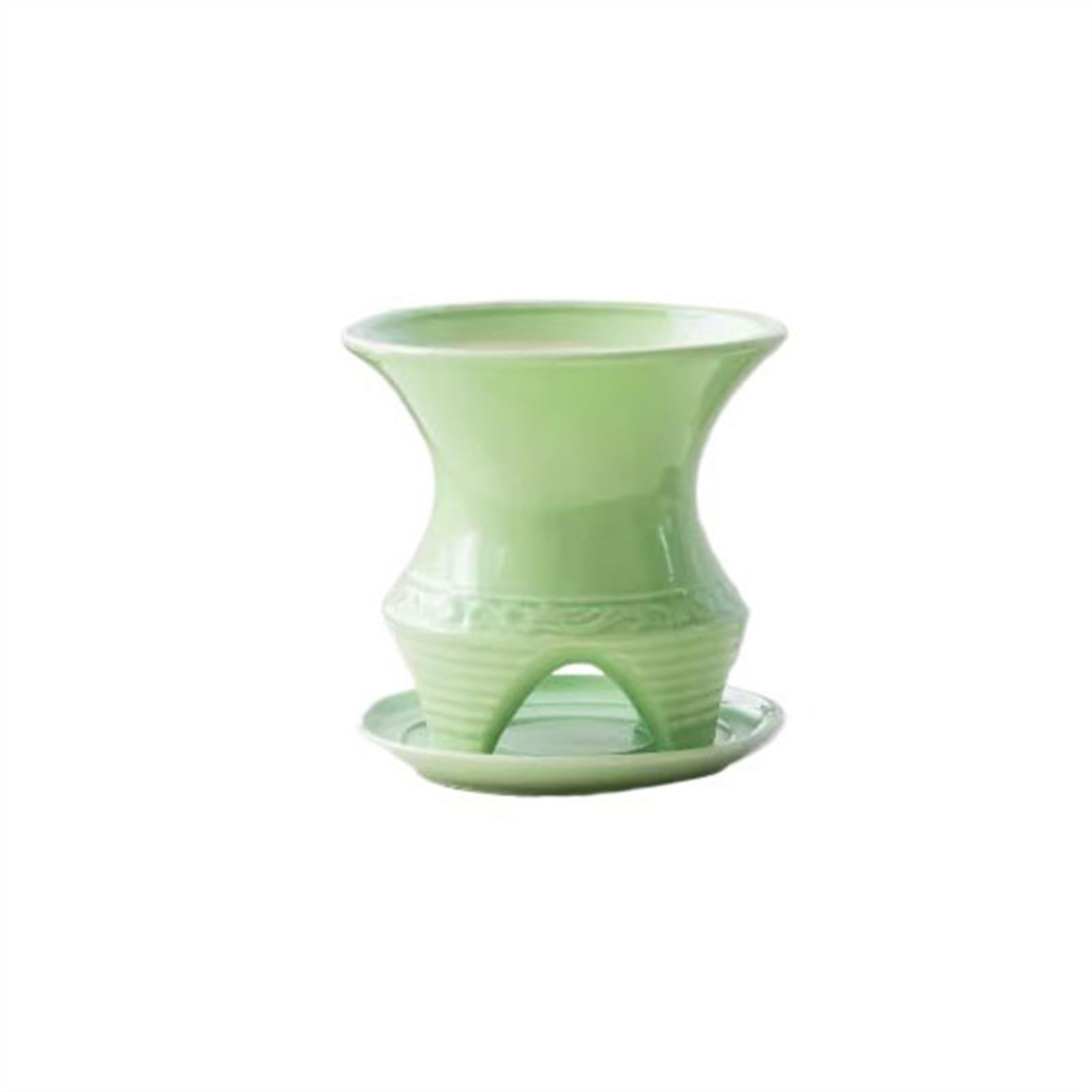 SDGBCXD flowerpot, Simple Ceramic Succulent for Home use Breathable Hanging Orchid Plant Plants Large Caliber Pot(Green With Tray)