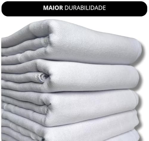 Kit 10 Panos de Chão Branco Grosso 45x65cm, 100% Algodão de Qualidade, Reutilizável e Ecológico, Ide