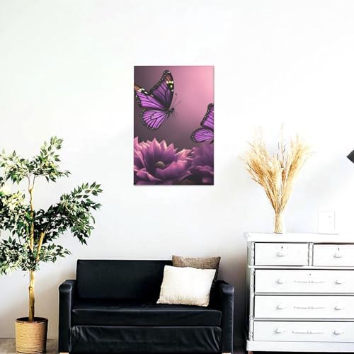 Impression sur toile 3D fleurs violettes poster mural décoration salon 30x45cm - 2