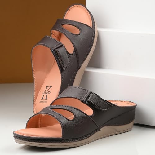 Image of Karaddi Women's Flats Sandal | Platform Heels Soft Cushion Ortho Sandals for Ladies Fashion | Comfort Open Toe Sandal
