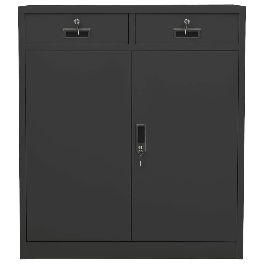 Armadio da ufficio, autoportante, in metallo, per aziende, ufficio, scuola, antracite, 90 x 40 x 102 cm