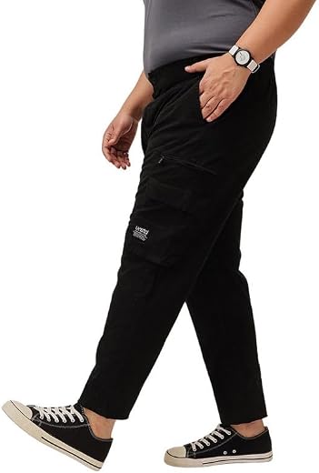 UNSTD Men Plus Size Cargo Trousers for Men Stretchable Regular Fit Mid Rise 8 Pocket 100% Cotton Big and Tall Cargo Pants ...