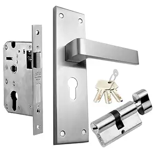 AKS Mortise Door Lock Avalone Stainless Steel SS304 8 Inch Plate One Side Key & Knob 60MM Cylinder Finish Satin SS
