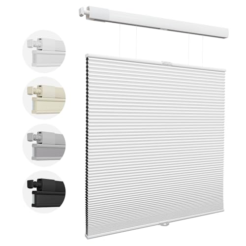UrMoon No Drill Cellular Window Blinds - Blackout White