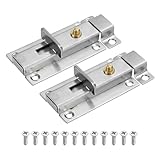 sourcing map Chiavistello per porta, 9,95 x 4,1 cm, montaggio superficiale a molla, chiavistello scorrevole, in acciaio inox, per mobili, armadi, porte, recinzioni, cancelli, confezione da 2