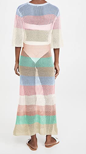 Women's Crochet Cover Ups for Bikini Swimsuit Half Sleeve Bathing Suit Rainbow Swimwear Long Beach Dresses3