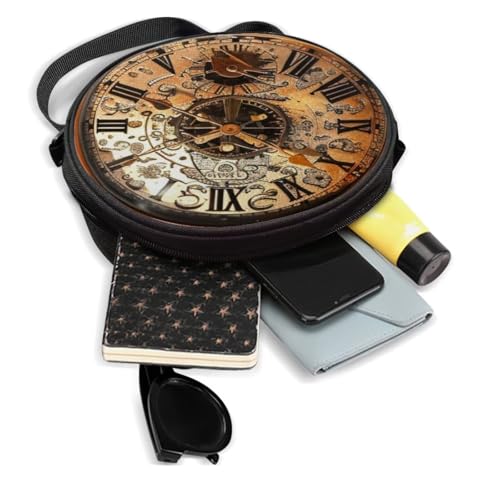 Image of Women Novelty Round Clock Shape Zippered Clock Purses for Women Tote Handbag Shoulder Bag, Gift for Mom Girlfriend