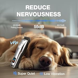 Dog Clippers for Grooming for Thick Heavy Coats, Professional Pet Grooming Clippers Supplies Kit Low Noise Rechargeable Stainless Steel Hair Trimmer with Ceramic Blade for Dogs Cats Animals Dog Clippers for Grooming for Thick Heavy Coats Professional Pet Grooming Clippers Supplies Kit Low Noise Rechargeable Stainless Steel Hair Trimmer with Ceramic Blade for Dogs Cats Animals