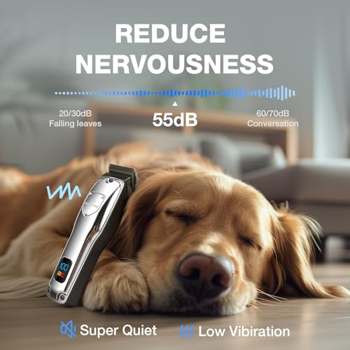 Dog-Clippers-for-Grooming-for-Thick-Heavy-Coats-Professional-Pet-Grooming-Clippers-Supplies-Kit-Low-Noise-Rechargeable-Stainless-Steel-Hair-Trimmer-with-Ceramic-Blade-for-Dogs-Cats-Animals Dog Clippers for Grooming for Thick Heavy Coats Professional Pet Grooming Clippers Supplies Kit Low Noise Rechargeable Stainless Steel Hair Trimmer with Ceramic Blade for Dogs Cats Animals