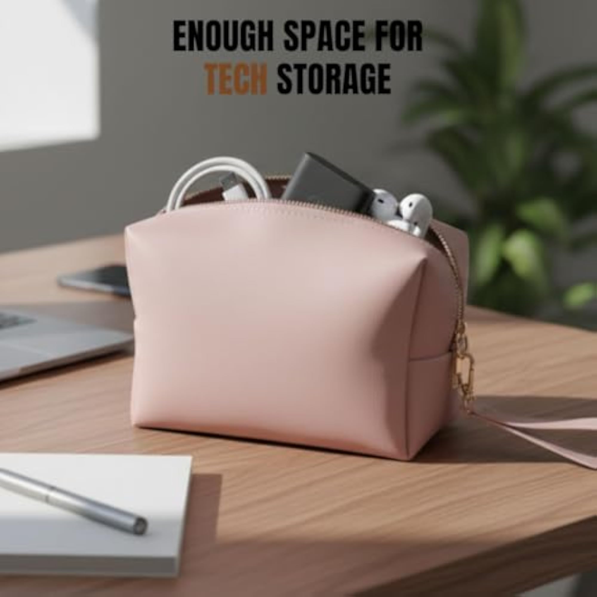 Vegan Leather Travel Organizer Pouch, Compact Makeup Bag Gift