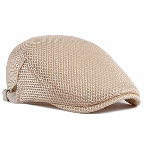 Rcber Men Breathable Mesh Summer Hat Newsboy Beret Ivy Cap Cabbie Flat Cap (Navy/Grey/Khaki) #TOP4
