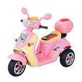 HOMCOM Moto Elettrica per Bambini Batteria 6V 3-5 Anni 108x51x75 cm Rosa | Velocità 3km/h, Motorino Elettrica per Bambini, Luci e Musica