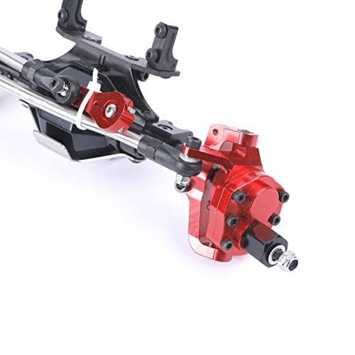 Zxyrc Aluminum Front & Rear Portal Axle Complete Axles For Axial Scx10 Ii 90046 90047 1/10 Rc Crawler Upgrades (Red & Black) #TOP5