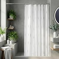Croydex Shower Curtain, White and Silver, 1800x1800, AF671040H