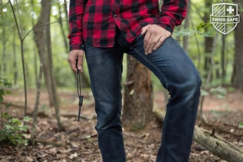 image for Swiss Safe 5-in-1 Magnesium Ferro Rod Fire Starter Survival Tool - Fli