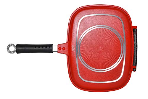 Grill Duplo 5 Em 1 Cerâmico Marmorizado Vermelho 8665 Mta, MTA
