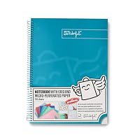 Mr. Wonderful A4-Notizbuch, Türkis, 240 karierte Seiten, mikroperforiert, extra breiter Einband, Spiralbindung, mit Aufklebern