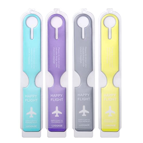 iJiZuo 4 Stück Kofferanhänger, Kofferanhänger Koffer, Gepäckanhänger ID Etikett, mit adressschild Identifizieren Etikett für Reisetasche Koffer, Flugzeug Gepäckanhänger aus Kunststoff Cover