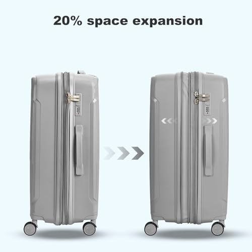 Image of Nazhura Luggage Set, 3-Piece Hardside Suitcase Set, 20-inch Carry On, 24-inch, 28-inch Luggage