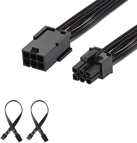 J&D 6 Pin PCI Express Power Extension Cable (2 Pack), Durable PCIe Power Extension Cable, 12 inch
