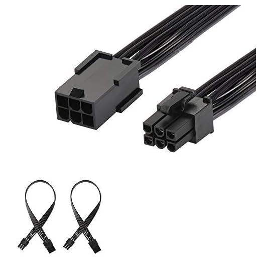 J&D 2er Pack 6 Pin PCI Express Power Verlängerungskabel, Robustes PCIe-Verlängerungskabel - 30cm
