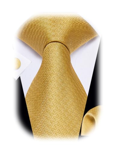 Image of YourTies Striped Ties for Men Classic Woven Silk Necktie with Handkerchief Cufflinks Set Formal Business Party Wedding