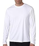Hanes Men's 2 Pack Long Sleeve Cool Dri T-Shirt UPF 50+ - 1 Safety Green / 1 White - Large