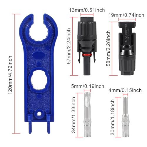 8 Paar Solarstecker, Solarpanel-Kabel, Photovoltaik-Stecker, Adapter, wasserdicht, männlich, weiblich, staubdicht, Stecker mit 2 Schraubenschlüsseln