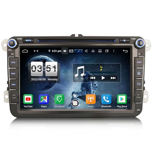 Erisin 8" Android 12 8-Core Car Stereo GPS Head Unit DAB+ for VW Passat Golf MK 5/6 Touran Skoda Seat Tiguan Jetta T5 Polo Built-in DSP CarPlay Android Auto WiFi BT A2DP RDS 4GB RAM + 64GB ROM