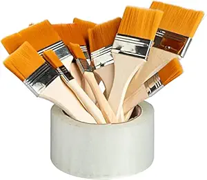 MORTON DAVIES Set of 12 Art Paint Brushes Assorted Sized Nylon Painting Brushes with Wooden Handles for Acrylic, Oil, Paint, Varnishes, Watercolor, Painter, Students, Artist