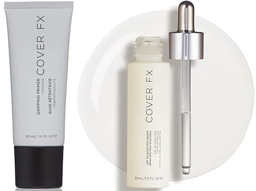 Cover Fx Makeup Foundation Gripping Primer, Tighten & Firm Skin Complexion, 1 Fl Oz & Cover Fx Spf 30 Booster Drops, 1 Fl Oz #TOP21