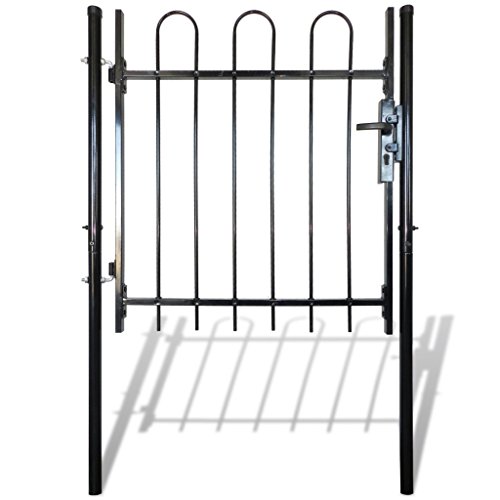 Anself Garden Gate Door Fence Gate with Hoop Top Single 100 x 150 cm
