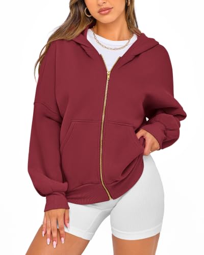 BTFBM Hoodies For Women Sweatshirt Fall Fashion Clothing 2026 Long Sleeve Fleece Jacket Winter Outfits Y2k Zip Up Hoodie(Wine Red, X-Large) — view 6