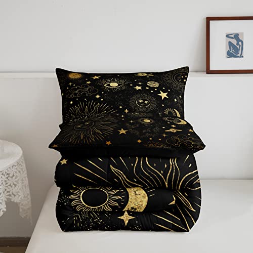 Star Moon Bedding Set Full Size, Starry Sky Series Comforter Set Kids Child, Cosmic Planets Sun Face Pattern Duvet Insert Boys Girls, Trippy Hippie Quilted Duvet, Soft Living Bedroom Decor #TOP4