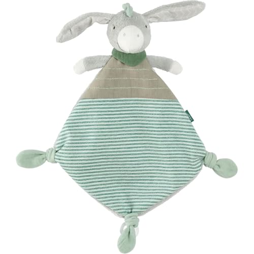 Fehn Schmusetuch Esel - Schnuffeltuch mit Stofftier und Befestigungsring für Schnuller als Spielzeug, Einschlafhilfe oder Plüschtier ab der Geburt