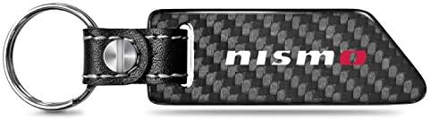 iPick Image Compatible with Nissan NISMO Real Carbon Fiber Blade Style with Black Leather Strap Key Chain