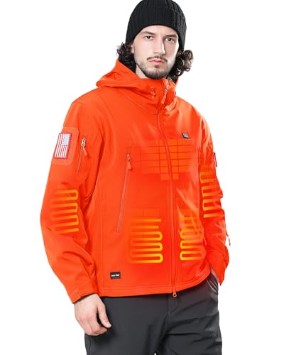 DEWBU Heated Jacket for Men with 12V Battery Pack Winter Outdoor Soft Shell Electric Heating Coat