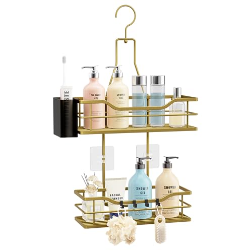 HapiRm Duschablage zum Hängen Duschregal Hängend - Duschregal zum Hängen 360° Verstellbarer Haken für das Badezimmer mit 4 Haken, Duschkorb zum Hängend für Shampoo, Spülung & Aufbewahrung