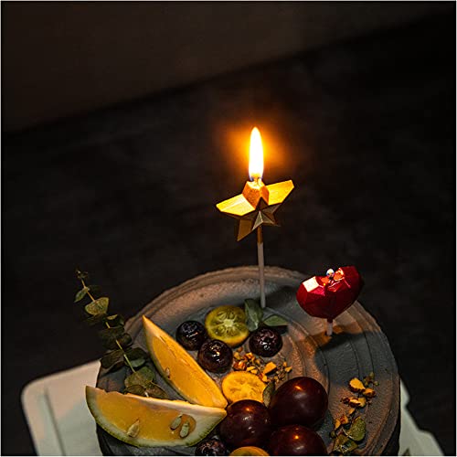 Saododku Birthday Candles, Star Shaped Red Birthday Candles For Cake, 5Pcs Metallic Color Stereo Shaping Cake Candles Set, Sparkler Candles For Birthday Cake, Happy Birthday Candles For Party #TOP5