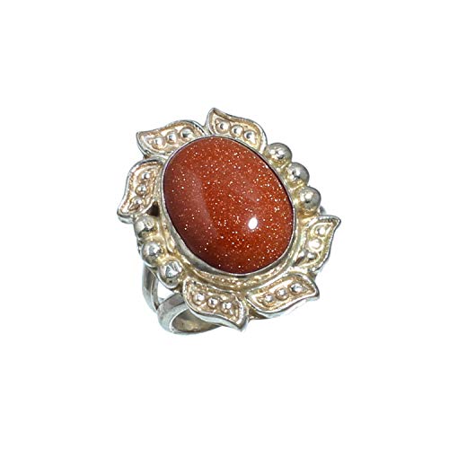Bague en pierre de soleil rouge et argent 925 fait main au design d'exception