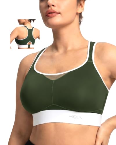 HSIA Sports Bras for Women High Support Large Bust FlexCore Racerback Lined