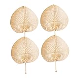 GRIRIW 手編み竹製手持ち扇子 中国夏用素朴な織り扇子 軽量強化素材使用 ガーデン虫よけ 夏祭り野外向け 4個セット