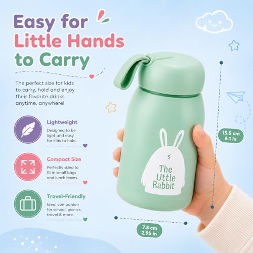 Image of Bunny Print Glass Water Bottle(pk 4) | BPA-Free Leak-Proof Kids Bottle with Food-Grade Silicone & Plastic, Cute & Easy to Carry for School, Travel, Toddlers, (330ml) (Multicolor pack 4)