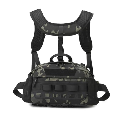 Chaleco de senderismo SCRUBY para hombre y bolsa de pecho táctica de pesca con sistema Molle