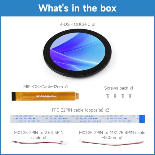 Image of KLAYERS 4-Inch Round DSI Capacitive Touch Display, 720x720 IPS Panel, Up to 10-Point Multi-Touch,Compatible with Raspberry Pi OS