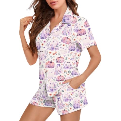 Image of Women's Short Sleeve Sleepwear Pajamas Nightwear with Pockets