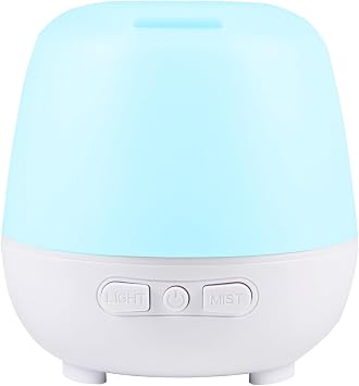 HAPPTWS 220ml ناشر زيت أساسي ، ناشرات مطورة للزيوت الأساسية Aromatherapy Diffuser Cool Mist Humidifier with 7 Colors Lights 2 Mist Mode Waterless Auto Off for Home Office Room - White   